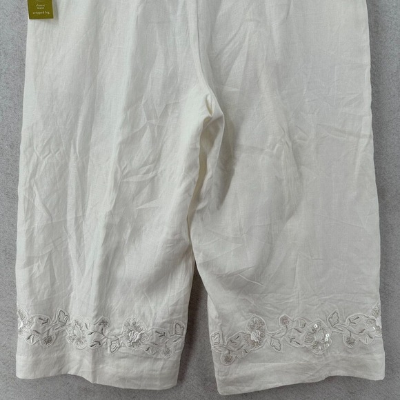 NWT Coldwater Creek Linen Pants Womens PXL Capri Crop Pull On Lined‎ Brook Fit - Picture 6 of 14